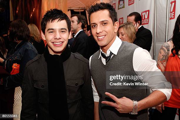 American Idol contestants David Archuleta and David Hernandez attend the American Idol Top 12 Party at the Pacific Design Center on March 6, 2008 in...