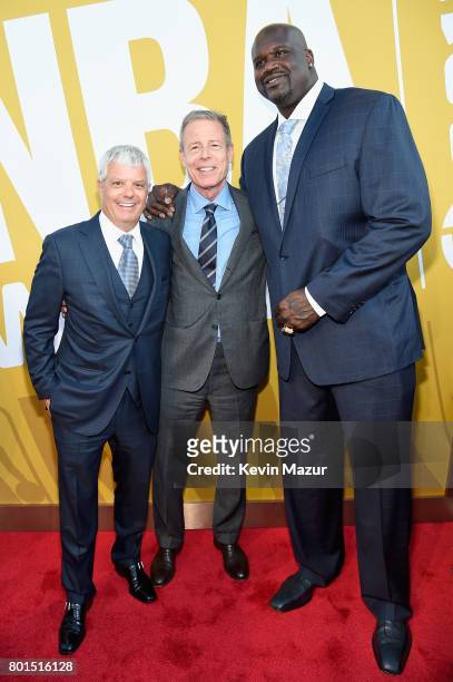 President of Turner, David Levy, Time Warner CEO Jeff Bewkes, and NBA Hall of Famer Shaquille O'Neal attend the 2017 NBA Awards Live on TNT on June...
