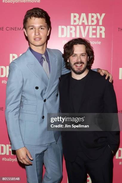 Actor Ansel Elgort and writer/director Edgar Wright attend the screening of "Baby Driver" hosted by TriStar Pictures with The Cinema Society and...