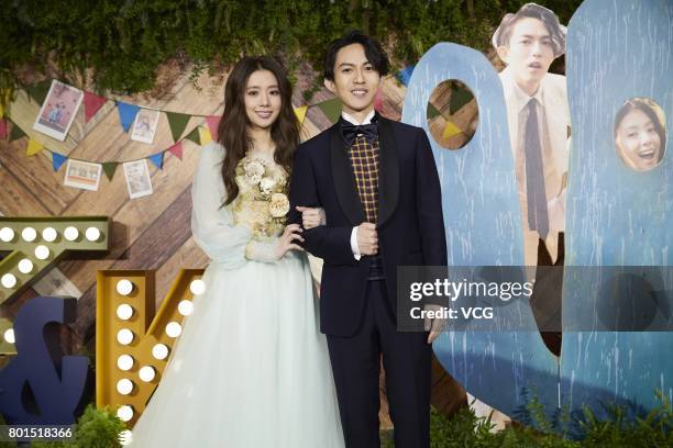 Singer Yoga Lin and wife singer Kiki Ting hold wedding ceremony on June 26, 2017 in Taipei, Taiwan of China.