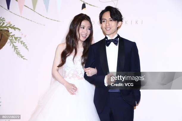 Singer Yoga Lin and wife singer Kiki Ting hold wedding ceremony on June 26, 2017 in Taipei, Taiwan of China.