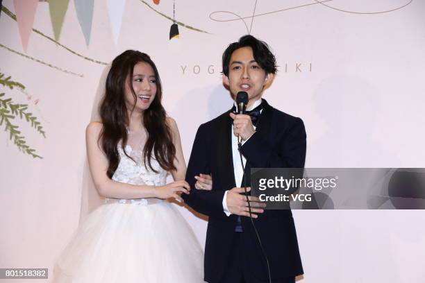 Singer Yoga Lin and wife singer Kiki Ting hold wedding ceremony on June 26, 2017 in Taipei, Taiwan of China.