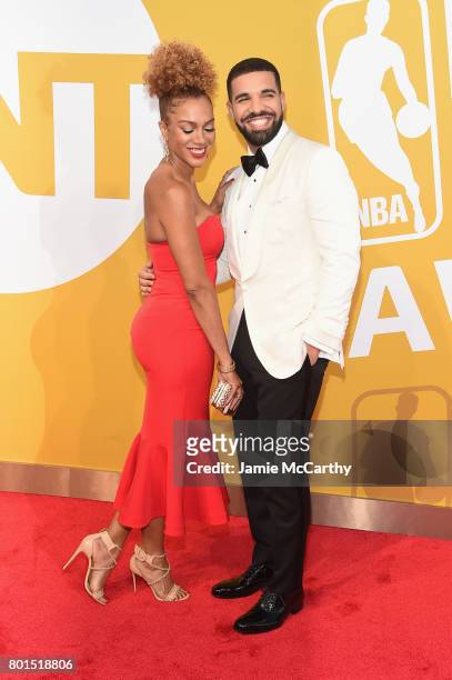 Rosalyn Gold-Onwude and Drake attend the 2017 NBA Awards live on TNT on June 26, 2017 in New York, New York. 27111_003