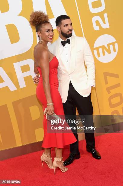 Rosalyn Gold-Onwude and Drake attend the 2017 NBA Awards live on TNT on June 26, 2017 in New York, New York. 27111_003