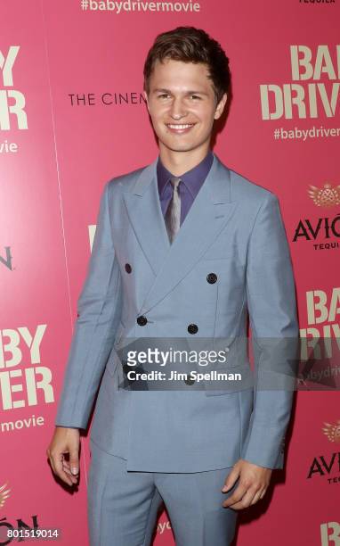 Actor Ansel Elgort attends the screening of "Baby Driver" hosted by TriStar Pictures with The Cinema Society and Avion at The Metrograph on June 26,...