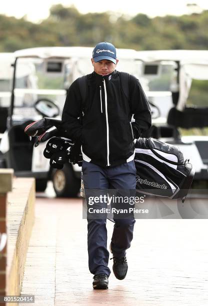 Australian Cricketer David Warner arrives during the Australian Cricketers' Association Golf Day on June 27, 2017 in Sydney, Australia.