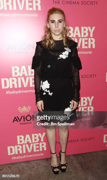 Actress Zosia Mamet attends the screening of "Baby Driver" hosted by TriStar Pictures with The Cinema Society and Avion at The Metrograph on June 26,...