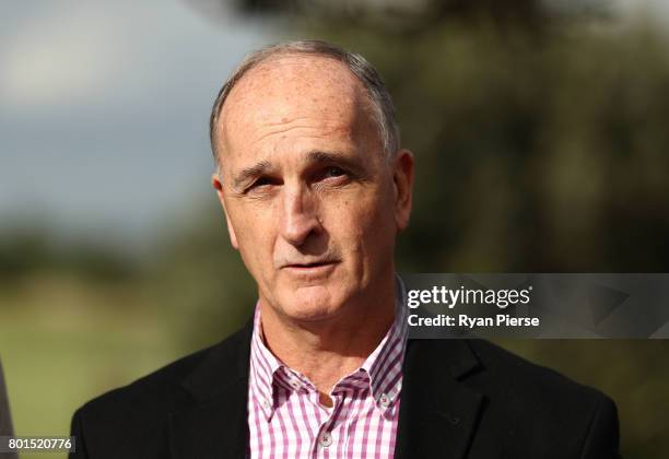 President Greg Dyer speaks to the media during the Australian Cricketers' Association Golf Day at New South Wales Golf Club on June 27, 2017 in...