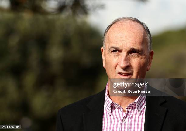 President Greg Dyer speaks to the media during the Australian Cricketers' Association Golf Day at New South Wales Golf Club on June 27, 2017 in...