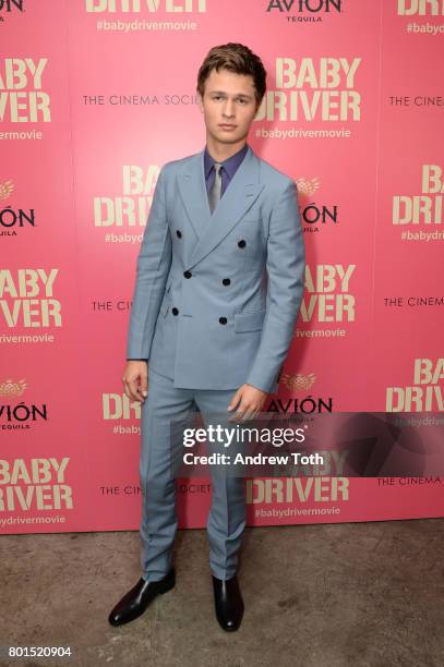 Ansel Elgort attends a screening of "Baby Driver" hosted by TriStar Pictures and The Cinema Society at The Metrograph on June 26, 2017 in New York...