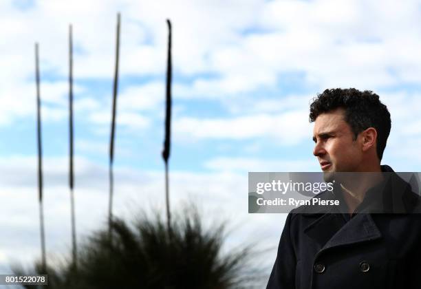 Australian Cricketer Ed Cowan speaks to the media during the Australian Cricketers' Association Golf Day at New South Wales Golf Club on June 27,...