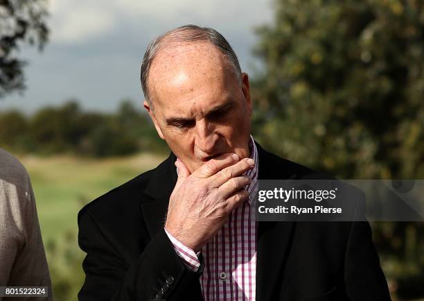 President Greg Dyer speaks to the media during the Australian Cricketers' Association Golf Day at New South Wales Golf Club on June 27, 2017 in...