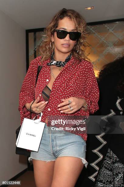 Rita Ora seen leaving Chanel, 5 Barlow Place, and heading to Chiltern Firehouse for a dinner date with rumoured on-off boyfriend Andrew Watts on June...