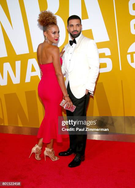 Rosalyn Gold-Onwude and Drake attend the 2017 NBA Awards at Basketball City - Pier 36 - South Street on June 26, 2017 in New York City.