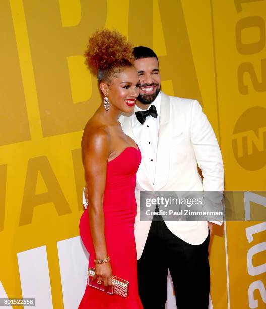 Rosalyn Gold-Onwude and Drake attend the 2017 NBA Awards at Basketball City - Pier 36 - South Street on June 26, 2017 in New York City.