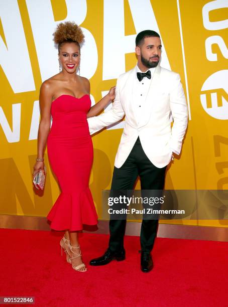 Rosalyn Gold-Onwude and Drake attend the 2017 NBA Awards at Basketball City - Pier 36 - South Street on June 26, 2017 in New York City.