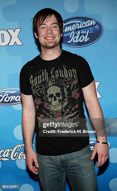 American Idol contestant David Cook attends the American Idol Top 12 Party at the Pacific Design Center on March 6, 2008 in West Hollywood,...