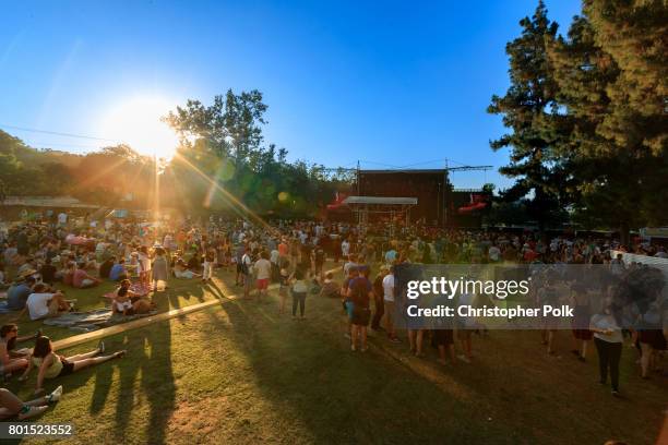 View of the stage during The Shins performance at Arroyo Seco Weekend at the Brookside Golf Course at on June 25, 2017 in Pasadena, California.