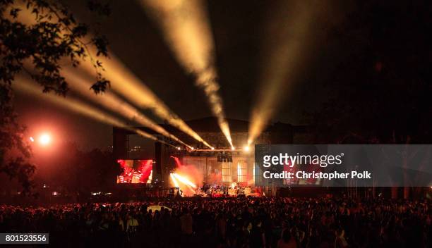 View of the stage during Mumford & Sons performance at Arroyo Seco Weekend at the Brookside Golf Course at on June 25, 2017 in Pasadena, California.