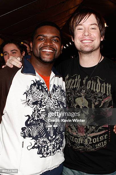 American Idol contestants Chikezie and David Cook attend the American Idol Top 12 Party at the Pacific Design Center on March 6, 2008 in West...