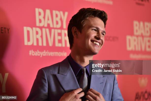 Ansel Elgort attends TriStar Pictures with The Cinema Society & Avion host a screening of "Baby Driver" at Metrograph on June 26, 2017 in New York...