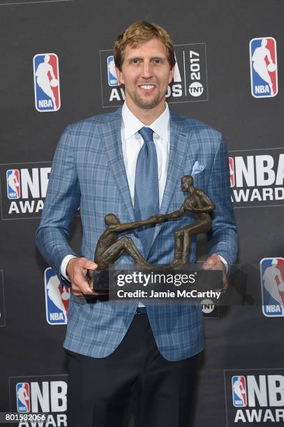 Player Dirk Nowitzki Twyman-Stokes Teammate of the Year Award at the 2017 NBA Awards live on TNT on June 26, 2017 in New York, New York. 27111_003