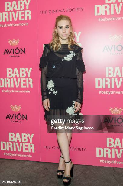 Actress Zosia Mamet attends TriStar Pictures, The Cinema Society and Avion's screening of "Baby Driver" at The Metrograph on June 26, 2017 in New...