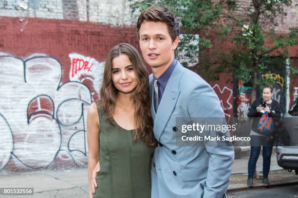 Violetta Komyshan and Actor Ansel Elgort attend TriStar Pictures, The Cinema Society and Avion's screening of "Baby Driver" at The Metrograph on June...