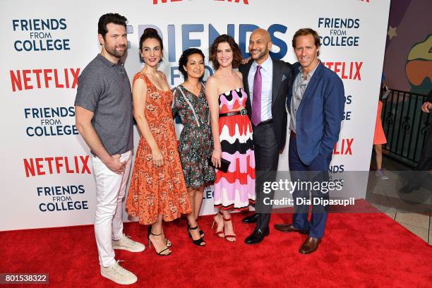 Billy Eichner, Annie Parisse, Jae Suh Park, Cobie Smulders, Keegan-Michael Key, and Nat Faxon attend the "Friends From College" New York premiere at...