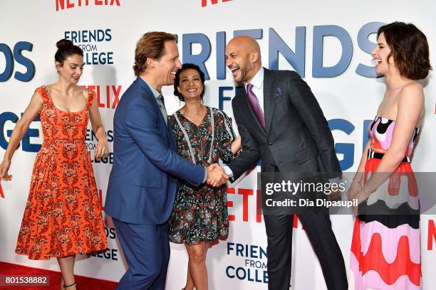 Annie Parisse, Nat Faxon, Jae Suh Park, Keegan-Michael Key, and Cobie Smulders attend the "Friends From College" New York premiere at AMC 34th Street...