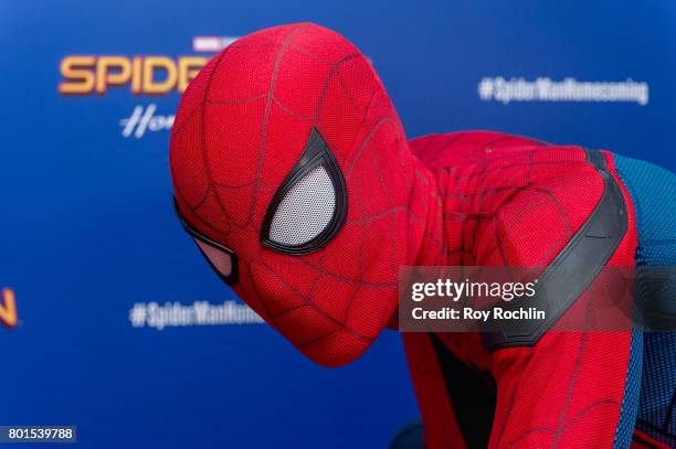 Spiderman attends "Spiderman: Homecoming" New York First Responders' screening at Henry R. Luce Auditorium at Brookfield Place on June 26, 2017 in...