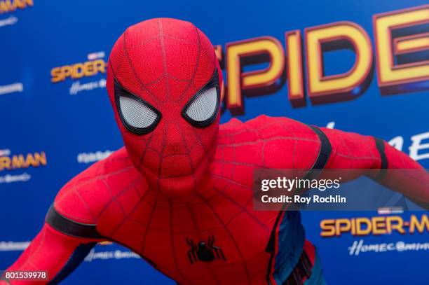 Spiderman attends "Spiderman: Homecoming" New York First Responders' screening at Henry R. Luce Auditorium at Brookfield Place on June 26, 2017 in...