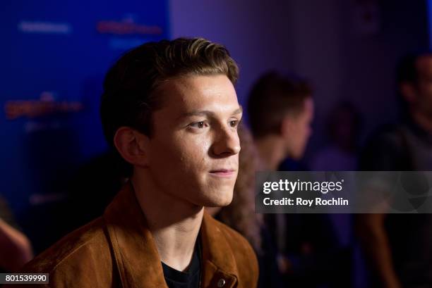 Tom Holland attends "Spiderman: Homecoming" New York First Responders' screening at Henry R. Luce Auditorium at Brookfield Place on June 26, 2017 in...