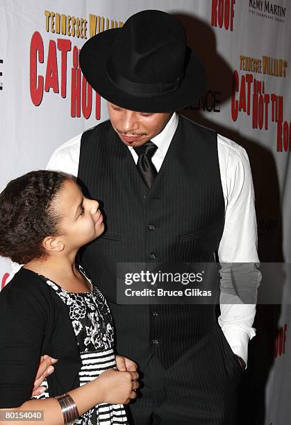 Actor Terrence Howard poses with his daughter, co-starring actress Heavenly Howard during the opening night after party for the revival of Tennesee...