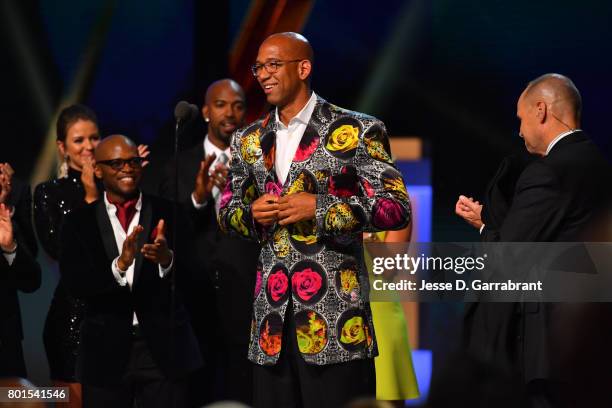 Monty Williams receives the Sager Strong Award during the 2017 NBA Awards Show on June 26, 2017 at Basketball City in New York City. NOTE TO USER:...