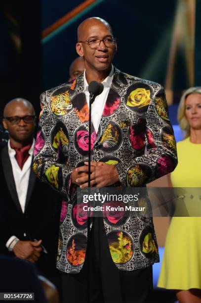 Player Monty Williams receives the Sager Strong Award onstage during the 2017 NBA Awards Live on TNT on June 26, 2017 in New York, New York. 27111_002