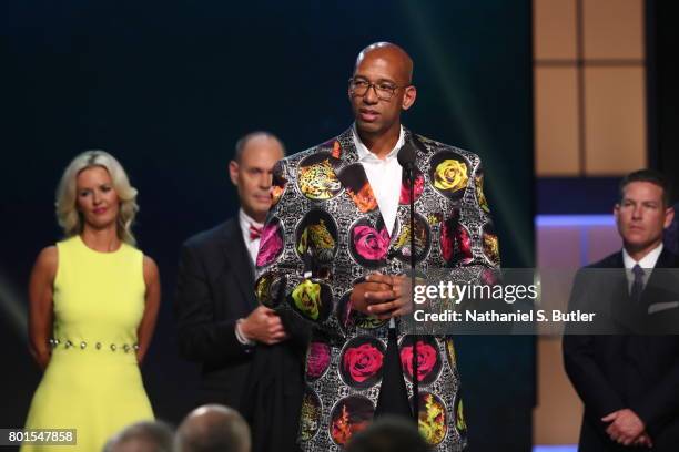 Monty Williams receives the Sager Strong Award at the NBA Awards Show on June 26, 2017 at Basketball City at Pier 36 in New York City, New York. NOTE...