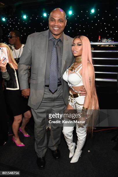 Former NBA player Charles Barkley and Nicki Minaj pose for a photo during the 2017 NBA Awards Live on TNT on June 26, 2017 in New York, New York....