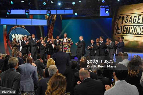 Player Monty Williams receives the Sager Strong Award onstage during the 2017 NBA Awards Live on TNT on June 26, 2017 in New York, New York. 27111_002