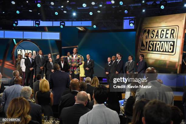 Player Monty Williams receives the Sager Strong Award onstage during the 2017 NBA Awards Live on TNT on June 26, 2017 in New York, New York. 27111_002