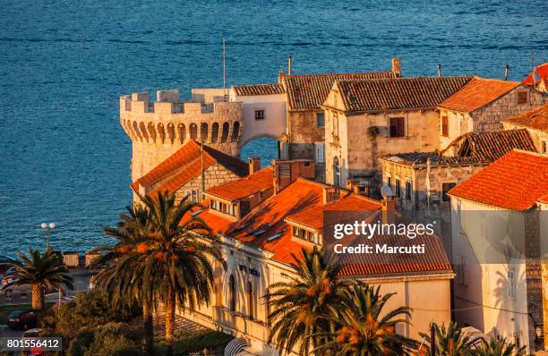 korcula old town architecture - korcula island stock pictures, royalty-free photos & images