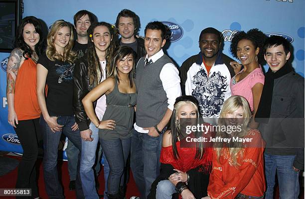 American Idol Top 12 contestants Carly Smithson, Kristy Lee Cook, David Cook, Jason Castro, Michael Johns, Ramiele Malubay, David Hernandez, Amanda...