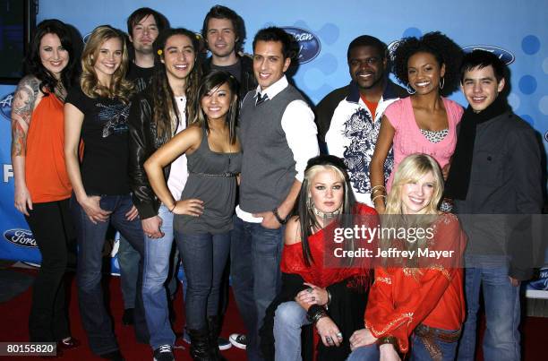 American Idol Top 12 contestants Carly Smithson, Kristy Lee Cook, David Cook, Jason Castro, Michael Johns, Ramiele Malubay, David Hernandez, Amanda...