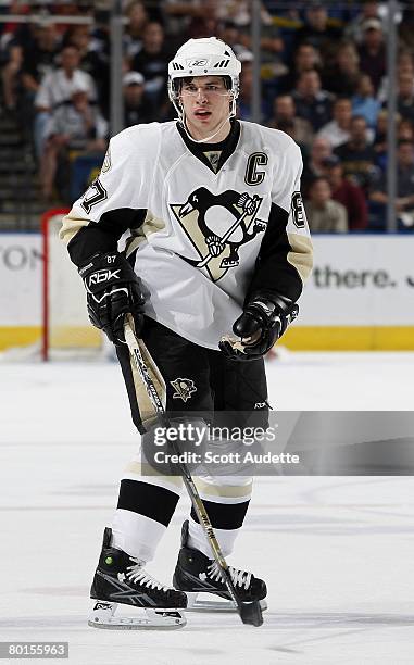 Sidney Crosby of the Pittsburgh Penguins skates against the Tampa Bay Lightning at St. Pete Times Forum on March 4, 2008 in Tampa, Florida.