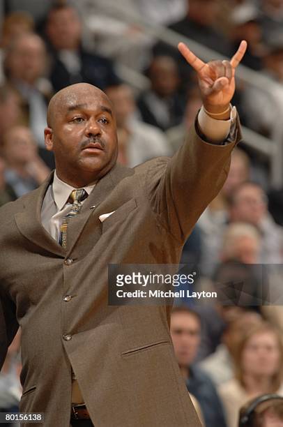 February 27: Head coach John Thompson III of the Georgetown Hoyas gestures during a basketball game against the St. John's Red Storm at Verizon...