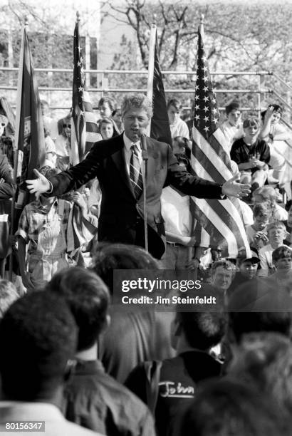 Presidential candidate Bill Clinton speaking on the campaign trail in downtown Minneapolis, Minnesota on May 12,1992.