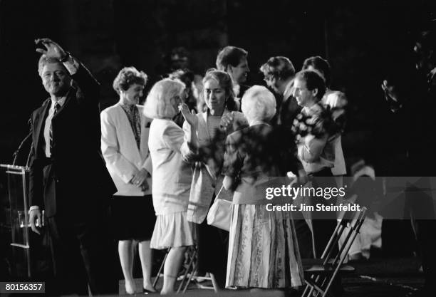 Presidential candidate Bill Clinton speaking on the campaign trail in downtown Minneapolis, Minnesota in 1992. Bill Clinton, Joan Mondale, Hillary...