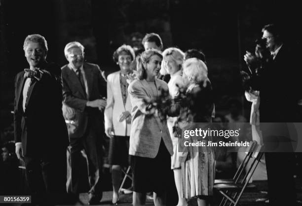 Presidential candidate Bill Clinton speaking on the campaign trail in downtown Minneapolis, Minnesota in 1992. Bill Clinton, Walter Mondale, Joan...