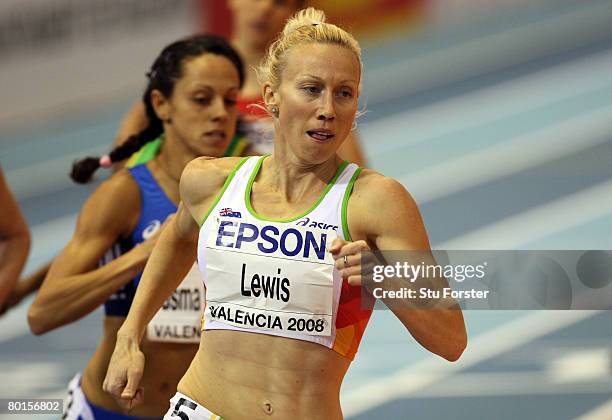 Tamsyn Lewis of Austalian competes in the Womens 800m Heat at the 12th IAAF World Indoor Championships at the Palau Lluis Puig on March 7, 2008 in...