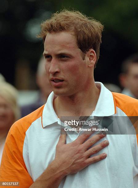 Prince William plays for Apes Hill Club Barbados against Churchill Retirement Living for the Calcot Manor Hotel Cup at the Beaufort Polo Club,...